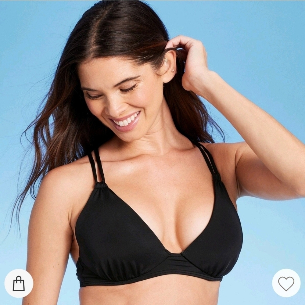 NEW Shade & Shore Black Bikini Top 32B Swimwear Swimsuit